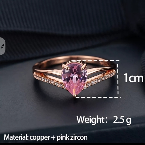 Ring size 9 pink circ circoni copper gold plated - Picture 5 of 5